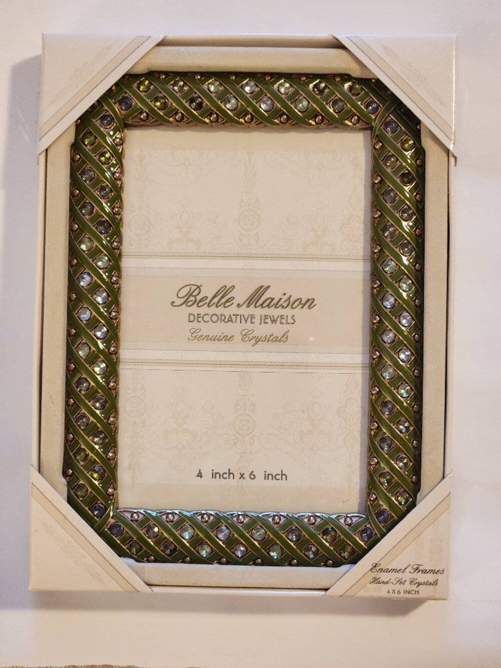 Picture frame 4.6 Olive green and bejeweled